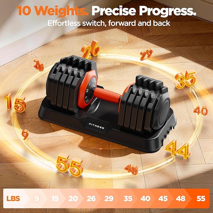 2026 Updated Adjustable Dumbbell Set of 2, 110lbs/50lbs Weights Dumbbell Set with Storage Box, 25lbs/55lbs Adjustable Weights with Anti-slip Silicone Grip, Weight Set For Home Gym Suit both Men and Women
