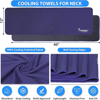 SYOURSELF Cooling Towel, Cooling Towels for Neck,40" x 12"Ice Towel for Instant Cooling Relief, Soft Breathable Chilly Towel, Perfect Yoga, Golf, Sports, Gym, Workout, Athletes Towel (1PC-Dpurple)