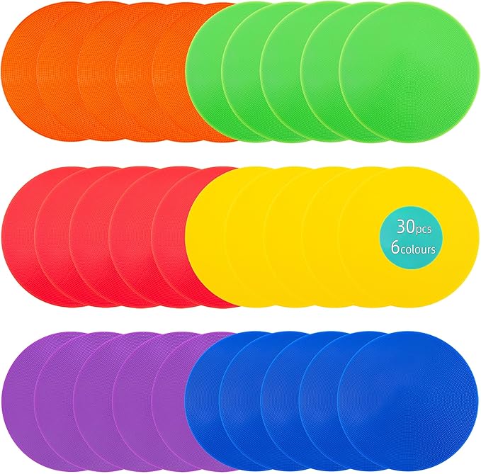 Spot Markers 4.72 Inch 9 Inch Non Slip Rubber Floor Markers Flat Field Cones Poly Dots for Soccer Basketball Sports Speed Agility Training and Drills