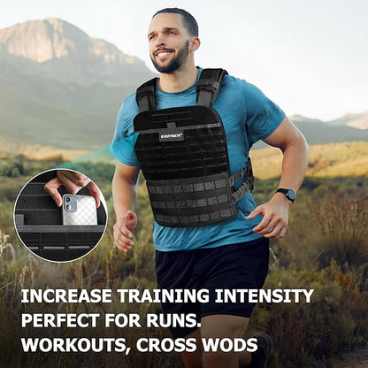 EVERYMATE Weighted Vest Men, Adjustable Weighted Vest Workout Vest for Strength Training Adjustable Strength and Endurance Training Fitness Tactical Running