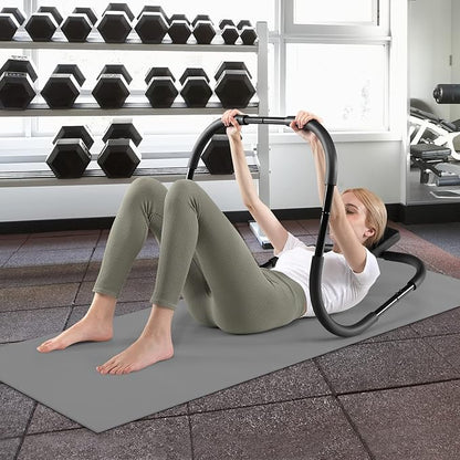 GYMAX Ab Cruncher, Abdominal Trainer Sit up Assistant Roller with Padded Headrest, Fitness Exercise Training Machine for Core Muscle, Home Gym Portable Ab Mat Trainer (Black)