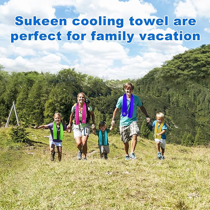 Sukeen Cooling Towels for Neck and Face, 4 Pack Cooling Towels for hot Weather (40"x12"), Cooling Rags for Yoga, Sport, Running, Workout,Gym, Camping, Fitness, Workout & More