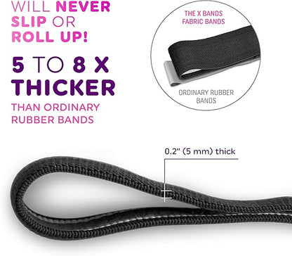 The X Bands Exercise Resistance Bands - Non-Slip Extra Thick Fabric Hip Loop Booty Bands - 20, 30, 40, 50 lb - Fitness Workout for Legs, Butt Training, Stretching, Yoga