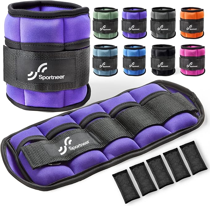 Sportneer Adjustable Ankle/Wrist Weights for Men Women Kids, Weighted Leg & Cuff Strength Training for Yoga Walking Running Aerobics Gym Fitness Physical Therapy