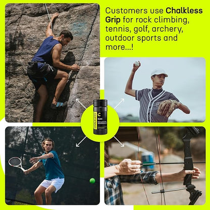 Chalkless Grip Enhancer – Premium Liquid Chalk Alternative & Less Mess Hand Chalk for Bouldering, Baseball, Tennis, Football, Archery, Golf, and More, Non-Toxic Long-Lasting & Reliable