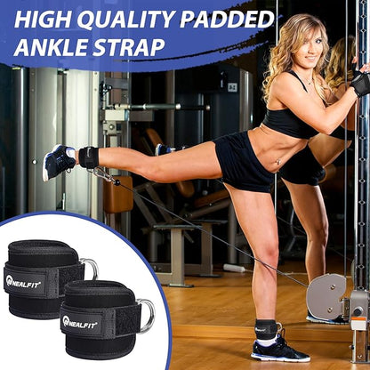Barbell Pad Set for Squats, Lunges and Hip Thrusts, Neck & Shoulder Protective Pad, Standard Olympic Bars with 2 Gym Ankle Straps, Hip Resistance Band, Barbell Pad, Carry Bag