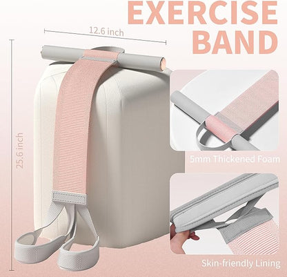 Fabric Resistance Band with Handles Non-Slip Foot Pedal Puller for Women 120lb Full-Body Fitness Band for Strength Muscle Training Workout Equipment for Chest Glutes Leg Arm Core Wrist Ankle