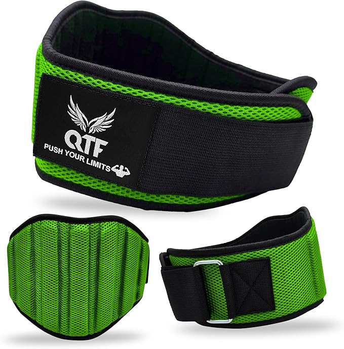 QTF Fitness Neoprene Weight Lifting Belt - Adjustable 6" Gym Support for Stability & Lumbar Support - Sweat Resistant Weightlifting Belt for Men & Women for Squats, Deadlifts & Bench Presses
