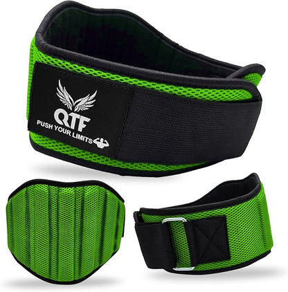 QTF Fitness Neoprene Weight Lifting Belt - Adjustable 6" Gym Support for Stability & Lumbar Support - Sweat Resistant Weightlifting Belt for Men & Women for Squats, Deadlifts & Bench Presses