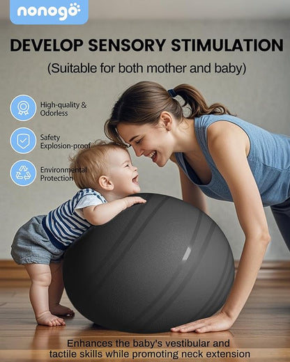 nonogo Birthing Ball for Pregnancy with Resistance Bands- Exercise Ball for Working Out, Yoga, Physical Therapy, Maternity Physio, Balance Stability Ball with Pump