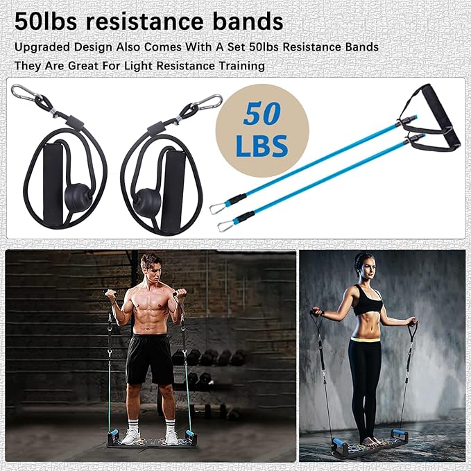 Upgraded push up board for men,Portable Foldable Multi-Function 30 in 1 perfect push-up board,Push Up Bar with Automatic Count and Resistance Bands,Push up Handles for Floor Home Gym chest Workout