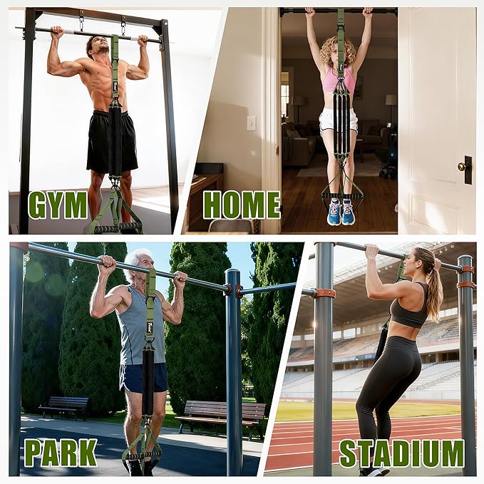Pull Up Assistance Bands, Heavy Duty Resistance Bands with Handles, Exercise Band with Door Anchor, Adjustable Workout Band Set for Pull Up Bar, Full Body Strength&Muscle Training, Recovery, Home Gym