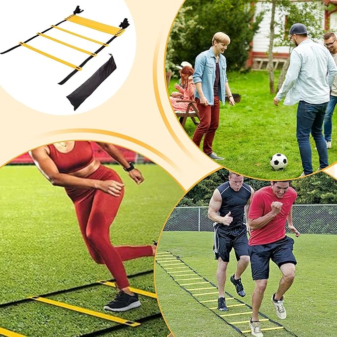 Speed Ladder - Agility Lader, Training Rope | Soccer, Tennis, Badminton Sports Laddr for Quick Footwork with Storage Bag, Easy Set-up Workout Gear for Players, Kids, Adults, Coaches Professional Fit