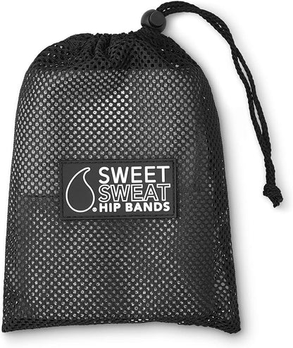 Sweet Sweat Hip Bands with 3 Levels of Resistance | Non-Slip Fabric Booty Bands for Squats & Lunges | Includes Free Mesh Carrying Bag