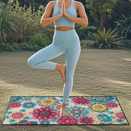 Bulopur Boho Mandala Floral Sweat Proof Towel for Car Seat Soft Comfortable Car Seat Towel Front Seats Cover After Gym Beach Yoga Workout Removable Bohemian Automotive Accessories