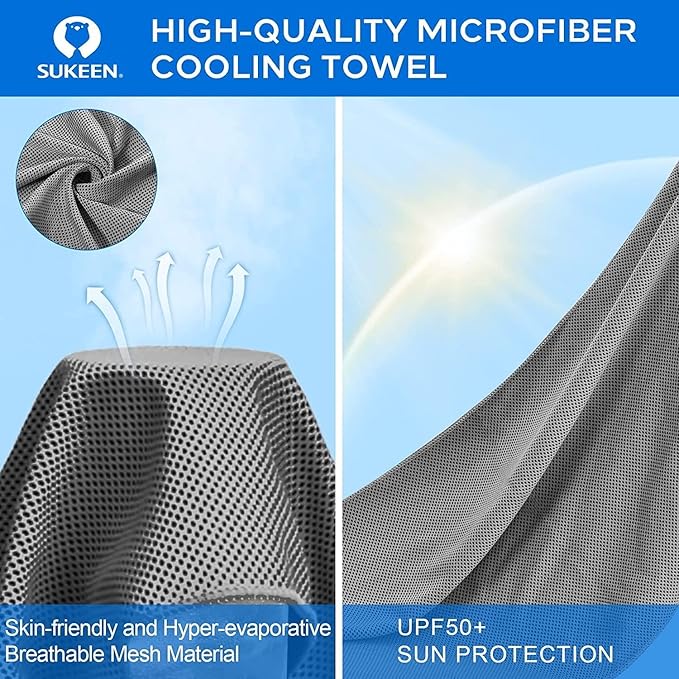 Sukeen Cooling Towels (40"x12"), Cooling Towels for Neck and Face, Soft Breathable Chilly Sweat Towel, Cooling Towel for Gym, Sport, Running, Camping, Fitness, Workout & More Activities
