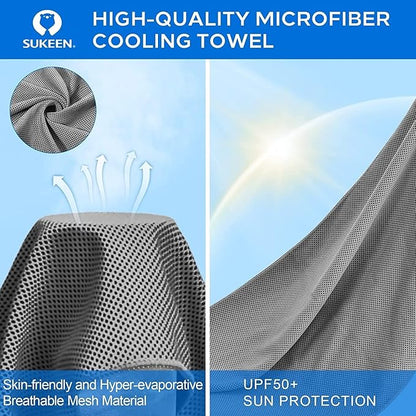 Sukeen Cooling Towels (40"x12"), Cooling Towels for Neck and Face, Soft Breathable Chilly Sweat Towel, Cooling Towel for Gym, Sport, Running, Camping, Fitness, Workout & More Activities