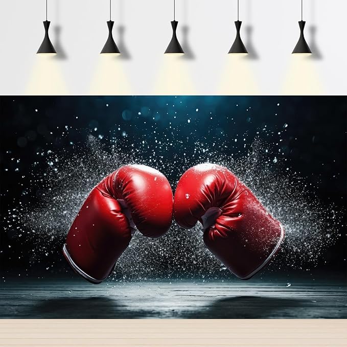 Red Boxing Gloves Backdrop Boxer Backdrop Dark Black Wall Boxing Sport Gym Photography Background Boxing Athletics Party Backdrop Decorations Retirement Birthday Studio Props Wallpaper 20x10ft