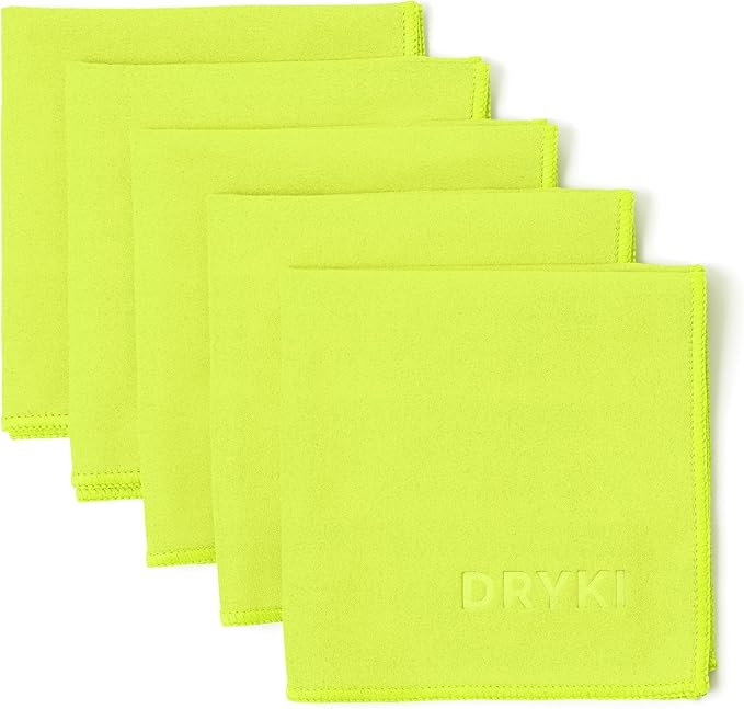 Sweat Absorbing Handkerchiefs - The Original Pocket-Sized Sweat Towels - Quick-Dry Microfiber Sweat Rags for Face, Hands, & Body - Men & Women - Gym, Sports, and Work (High-Vis Yellow: 5 Pack)