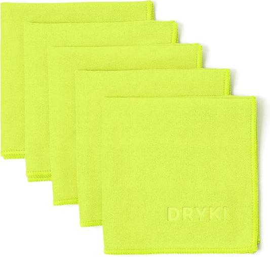 Sweat Absorbing Handkerchiefs - The Original Pocket-Sized Sweat Towels - Quick-Dry Microfiber Sweat Rags for Face, Hands, & Body - Men & Women - Gym, Sports, and Work (High-Vis Yellow: 5 Pack)