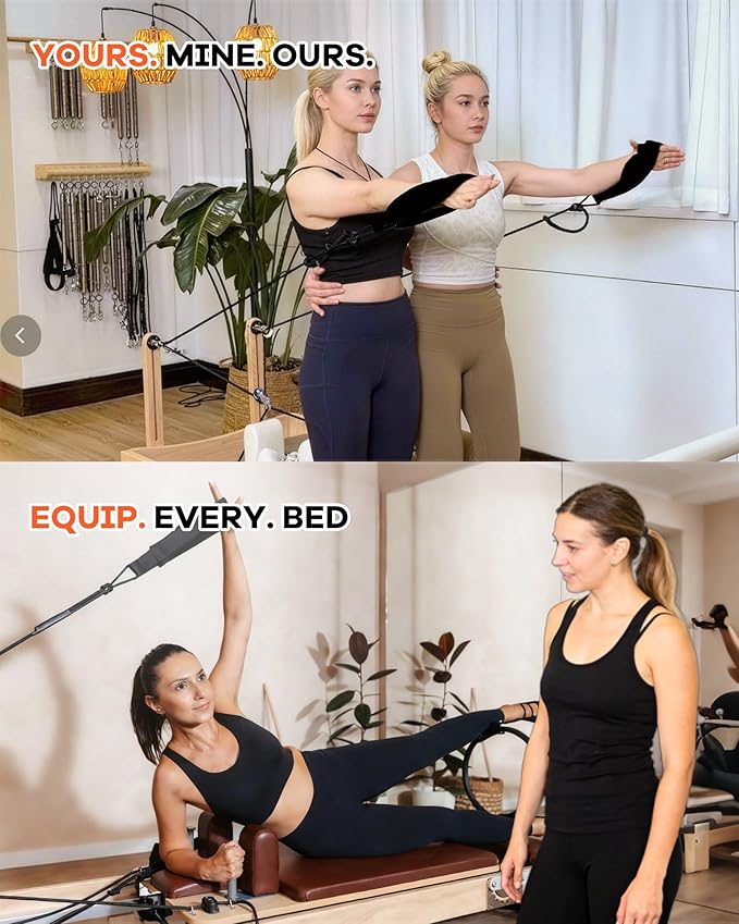 Pilates Reformer Split Rope Upgrade System - Advanced Independent Arm Training Kit with Rope Divider, 4M+1M Cords & 2PCS Pilates Straps for Reformer for Home Studio Strength Workouts
