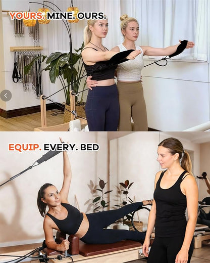 Pilates Reformer Split Rope Upgrade System - Advanced Independent Arm Training Kit with Rope Divider, 4M+1M Cords & 2PCS Pilates Straps for Reformer for Home Studio Strength Workouts
