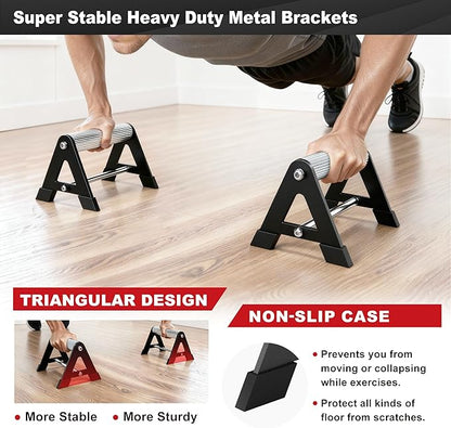Push Up Bar - Heavy-Duty Stainless Steel Pushup Stands with Non-Slip Base, 500LB Capacity, Portable Home Gym Equipment for Strength Training & Floor Workouts