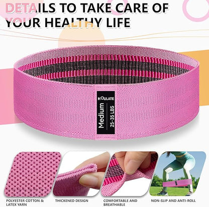Exercise Bands, 3 Levels Fabric Resistance Bands for Working Out, Workout Bands Resistance for Women & Men, Multi-Colored Fabric Booty Bands for Leg Strength Training, Rehab, Yoga