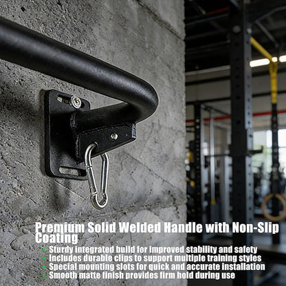 Heavy Duty Wall Mounted Pull Up Bar with 8mm Thick Steel Plates & Heavy-Duty Carabiner, Strength Training Bar for Home Gym, Garage and Indoor Workout