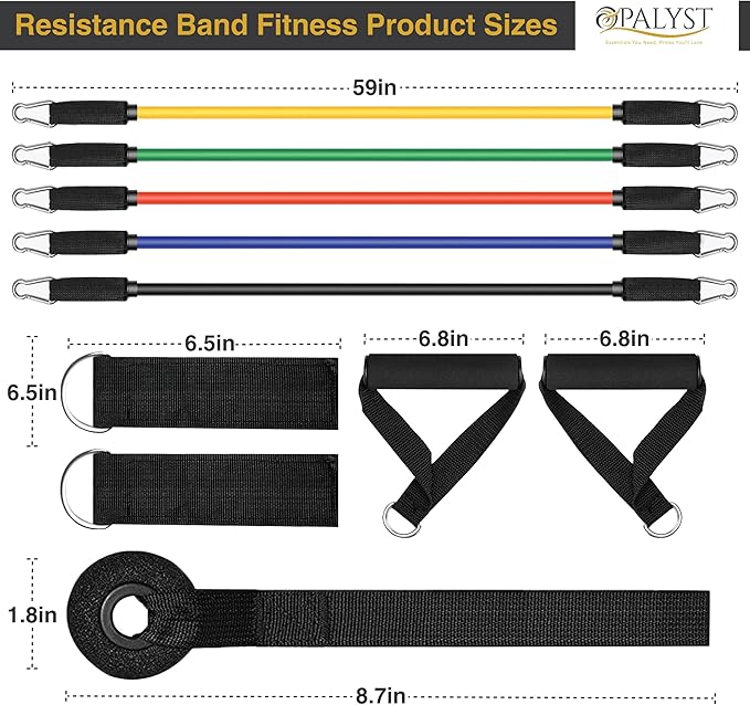 11pcs Resistance Band Set for Home Gym – Heavy Duty Exercise Tube Bands with Handles, Door Anchor & Ankle Straps – Full Body Workout Equipment for Strength Training, Yoga, Pilates, Physical Therapy