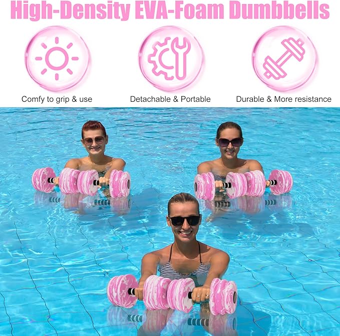 Aquatic Exercise Dumbbells, Water Dumbbells, 2PCS Foam Barbells for Men Women Water Workouts