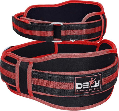 DEFY Weight Lifting Belt Lumbar Support with Neoprene Double Back Belt 5 Inches Wide Gym Training Fitness Exercise Bodybuilding Firm and Comfortable with Back Injury Protection