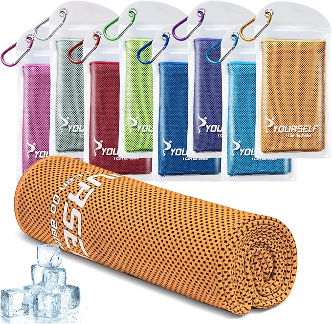 SYOURSELF Cooling Towel, Cooling Towels for Neck,40" x 12"Ice Towel for Instant Cooling Relief, Soft Breathable Chilly Towel, Perfect Yoga, Golf, Sports, Gym, Workout, Athletes Towel (1PC-Orange)