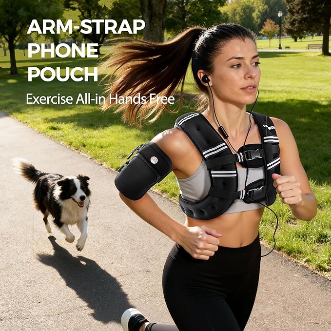 PACEARTH Weighted Vest,6lb/8lb/10lb/12lb/16lb/20lb/25lb/30lb Weight Vest with Reflective Stripe, Body Weight Vests for Women, Men, Weight Loss Workout, Strength Training, Running, Walking, Jogging