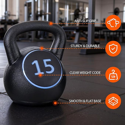 JungleA Kettlebell Sets 3/4 Piece for Women Men, Home Gym Exercise Kettle bell, Fitness Strength Training Kettlebells, 5/10/15/20 lbs Full Body Workout Kettle bells, Compound Movements Equipment Kit