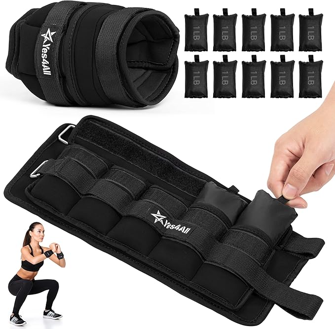 Yes4All Adjustable Wrist & Ankle Weights 3.5/5 LB Pair, Leg Weights for Women & Men, Weighted Arm Bands with Removable Sandbags for Fitness, Pilates, Walking, Strength Training - Versatile Colors