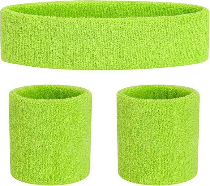 Sweatbands Headband and Wrist Set, Cotton Sweat Band for Athletic Men and Women, Sweatbands Sports Headbands for Working Out, Running, Basketball, Tennis, Yoga