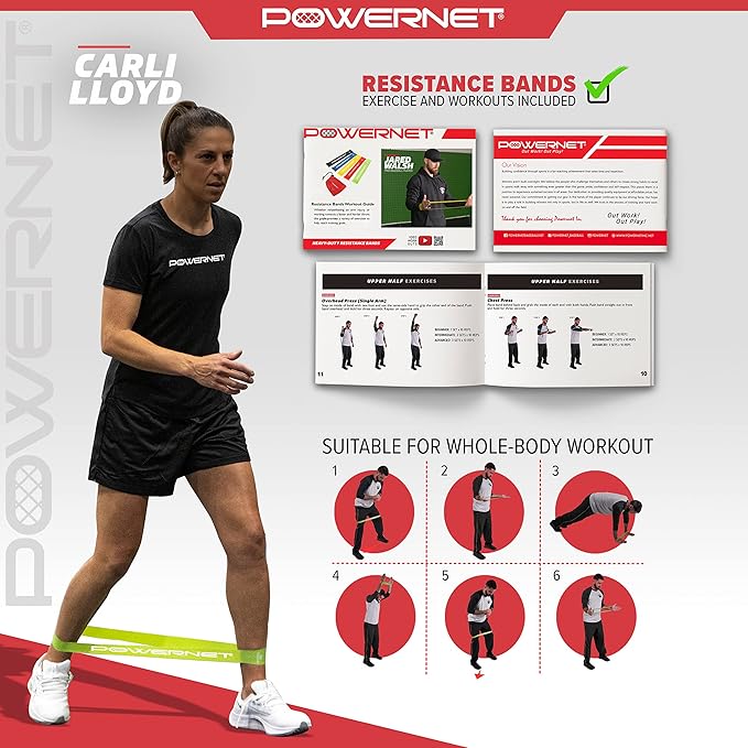 PowerNet Resistance Bands, Heavy Duty & Regular Resistance Color-Coded Exercise Bands, Workout Equipment for Home Gym, Progressive Elastic Bands for Stretching & Training, Regular, Heavy-Duty or Combo