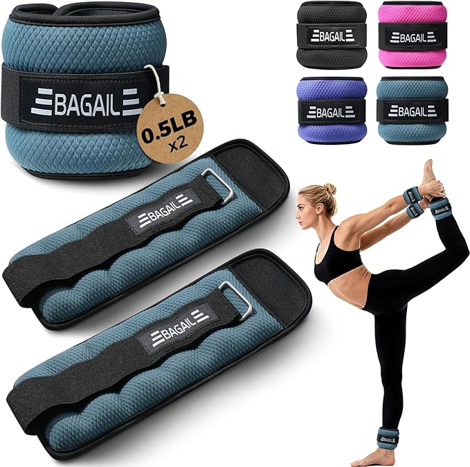 BAGAIL Ankle Wrist Weights for Women & Men, One Pair of 1/2/4/6/8/10 LBS Wearable Leg Arm Weights with Sleek Design & Secure Fit for Walking, Running, Pilates, Home Fitness & Physical Therapy