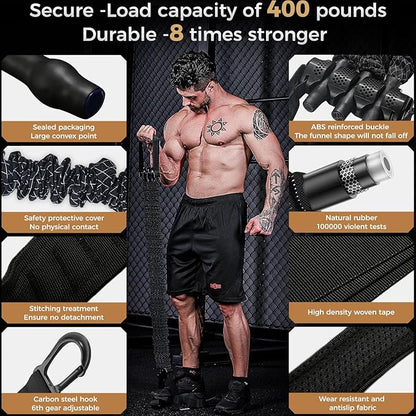 Innstar Pull Up Assistance Bands, Heavy Duty Resistance Band for Pull Up Assist, Adjustable Resistance 165-265lbs with Fabric Feet/Knee Rest, Pull Up Bands Assistance Bands