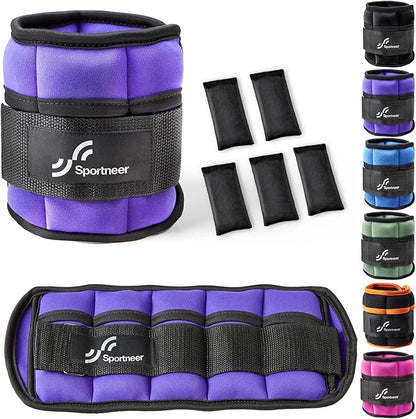 Sportneer Adjustable Ankle/Wrist Weights for Men Women Kids, Weighted Leg & Cuff Strength Training for Yoga Walking Running Aerobics Gym Fitness Physical Therapy