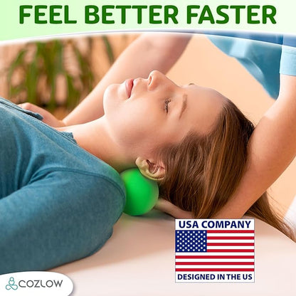 COZLOW Double Lacrosse Silicone Massage Ball - Jade Green - Peanut Trigger Point Roller for Mobility, Deep Tissue Therapy, Myofascial Release - Acupressure Tool for Muscle Pain Relief