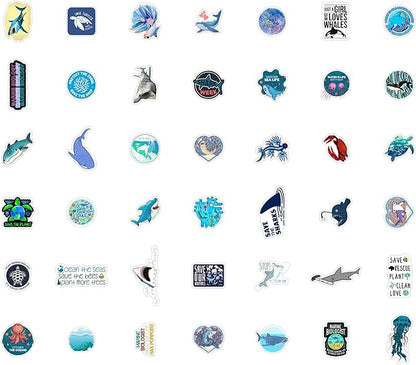 BulbaCraft Marine Biology Stickers for Water Bottle and Laptop - Marine Biology Party Supplies & Decorations, Waterproof Vinyl Decals, Ocean Stickers, Gifts for Women & Men