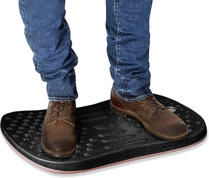 Seville Classics airLIFT Premium Anti Fatigue Wooden Balance Wobble Board Mat w/Massage Points, for Office Standing Desk, Home, Exercise, Therapy, Sports Training, Black, 20"W x 14"D