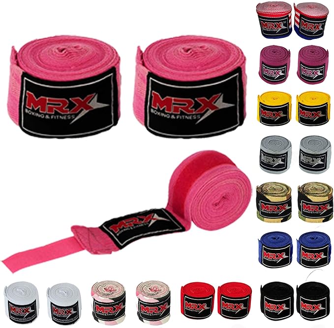 MRX BOXING & FITNESS Boxing Hand Wraps 100% Cotton Multi Colors Great for MMA Boxing Muay Thai Kick Boxing Training 118, 160, 180 Length