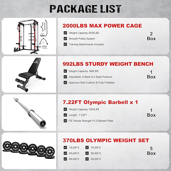 C21 Power Cage, 2000LBS Multi-Function Power Rack with Independent Dual Pulley System, All-in-One Squat Rack for Cable Crossover, Home Gym Workout Machine