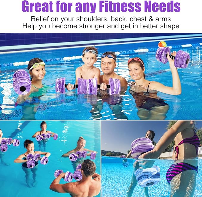 Aquatic Exercise Dumbbells, Water Dumbbells, 2PCS Foam Barbells for Men Women Water Workouts