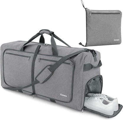 Gonex 40L 60L 80L 100L 150L Large Foldable Travel Duffle Bag with Shoes Compartment, Packable Lightweight Water Repellent Duffel Bag for Camping Gym Weekender Bag