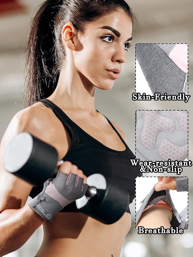 3 Pairs Weight Lifting Gloves for Men Women, Gym Workout Gloves with Full Palm Protection, Breathable Anti-Slip Fitness Glove for Training, Cycling, Pull-ups, Medium