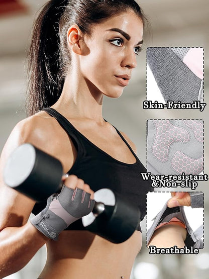 3 Pairs Weight Lifting Gloves for Men Women, Gym Workout Gloves with Full Palm Protection, Breathable Anti-Slip Fitness Glove for Training, Cycling, Pull-ups, Medium